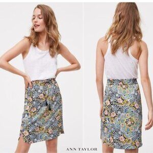 LOFT Floral Print Midi Skirt